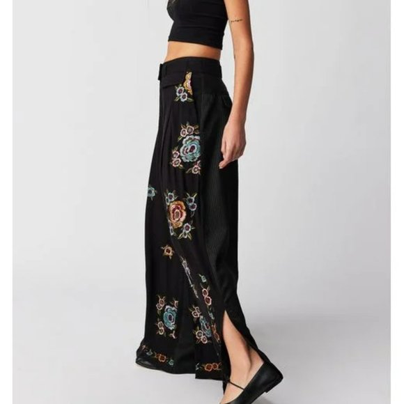 Free People Pants - Free People Florence Embroidered Pants Blue 2